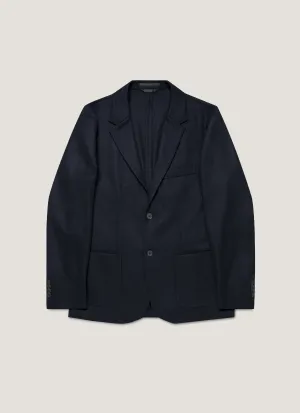 Men's Boiled Wool Blazer in Navy Noise Reduced Fabric