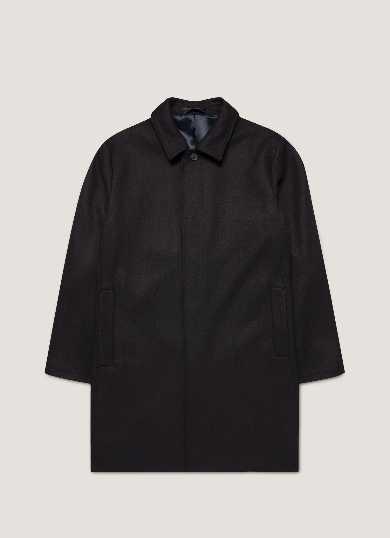 Reinforced Stress Points Men's Boiled Wool Coat in Navy