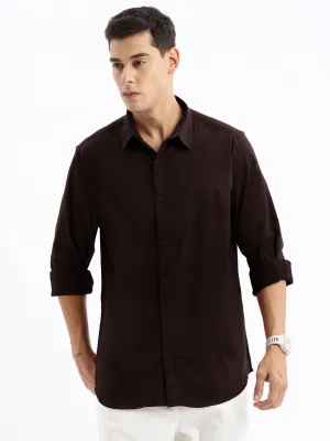 Men's Brown Cotton Slim Fit Shirt Park Day