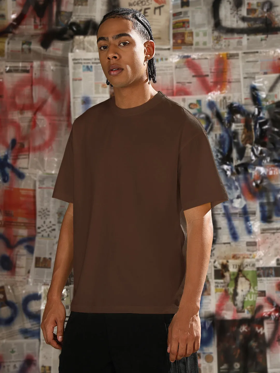 Men's Brown Regular Fit T-Shirt FlexibleMaterial