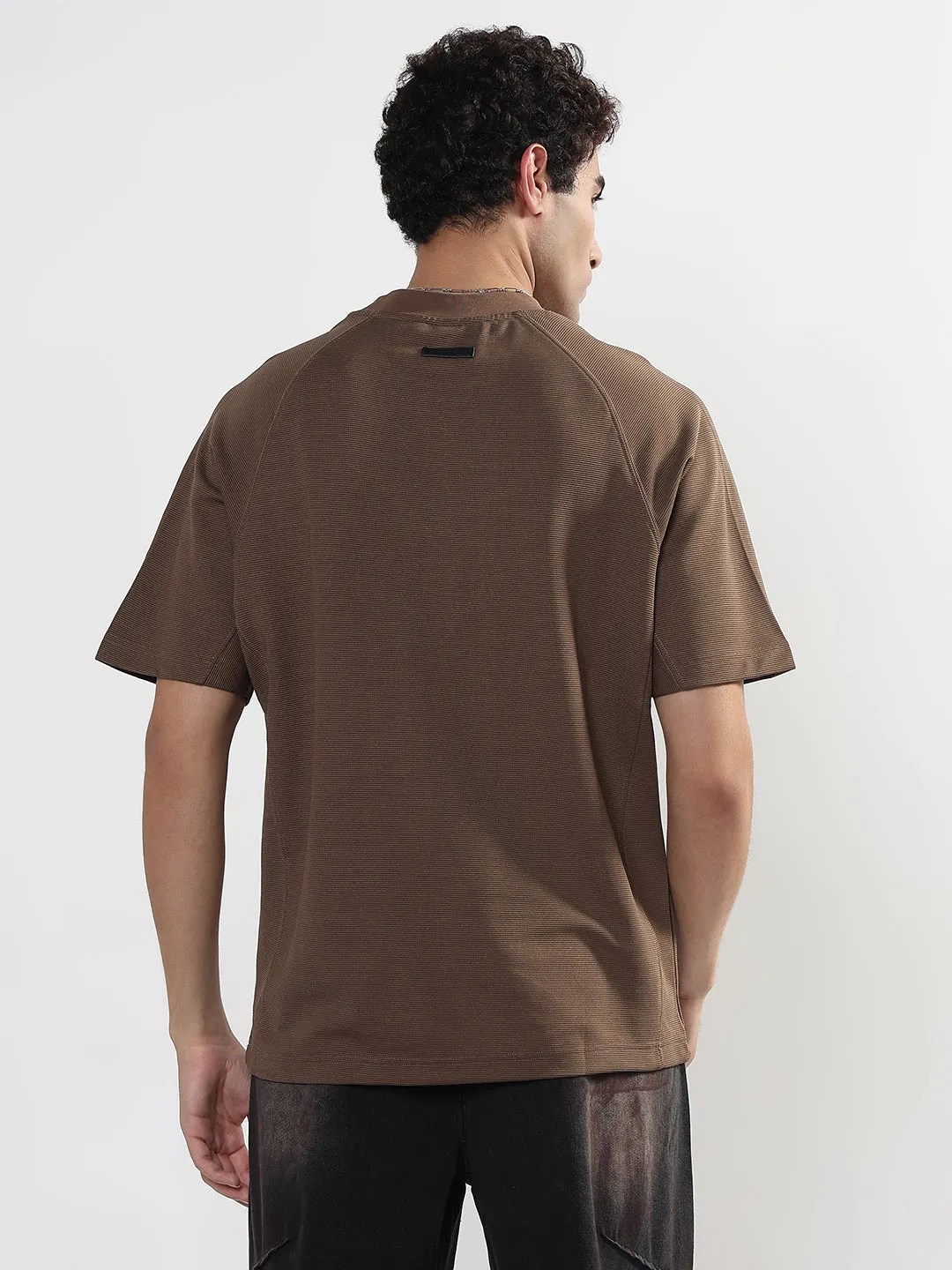 Comfortable Tunic AntiSnag Threading Men's Brown Regular Fit T-Shirt