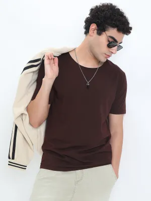 QuickDrying Material Men's Brown Round Neck Regular Fit T-Shirt