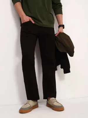 Men's Brown Solid Straight Fit Jeans Cool Fit Work Meeting Trendy Modern Minimalist