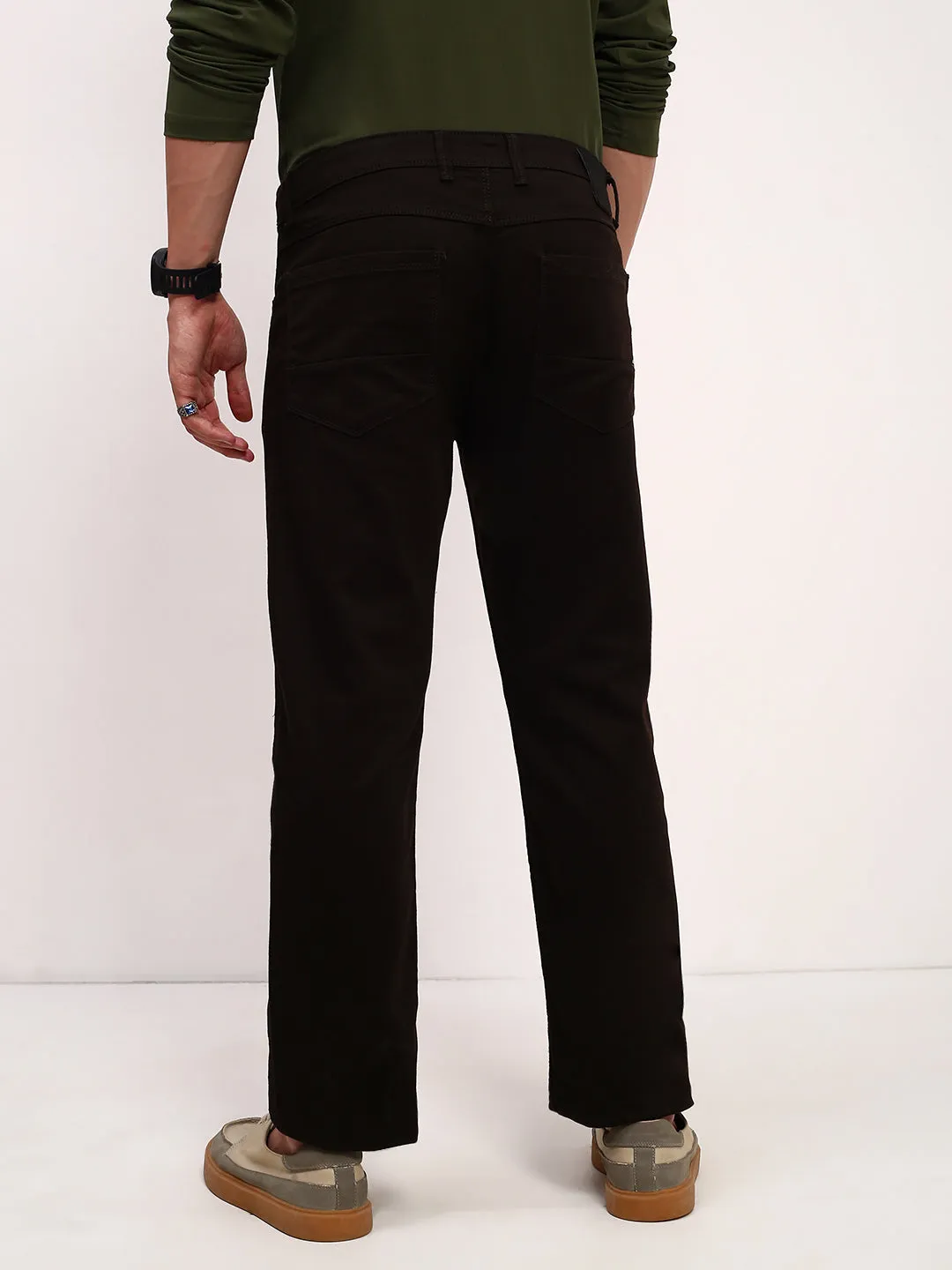 Everyday Outdoor Enthusiast Vibrant Men's Brown Solid Straight Fit Jeans