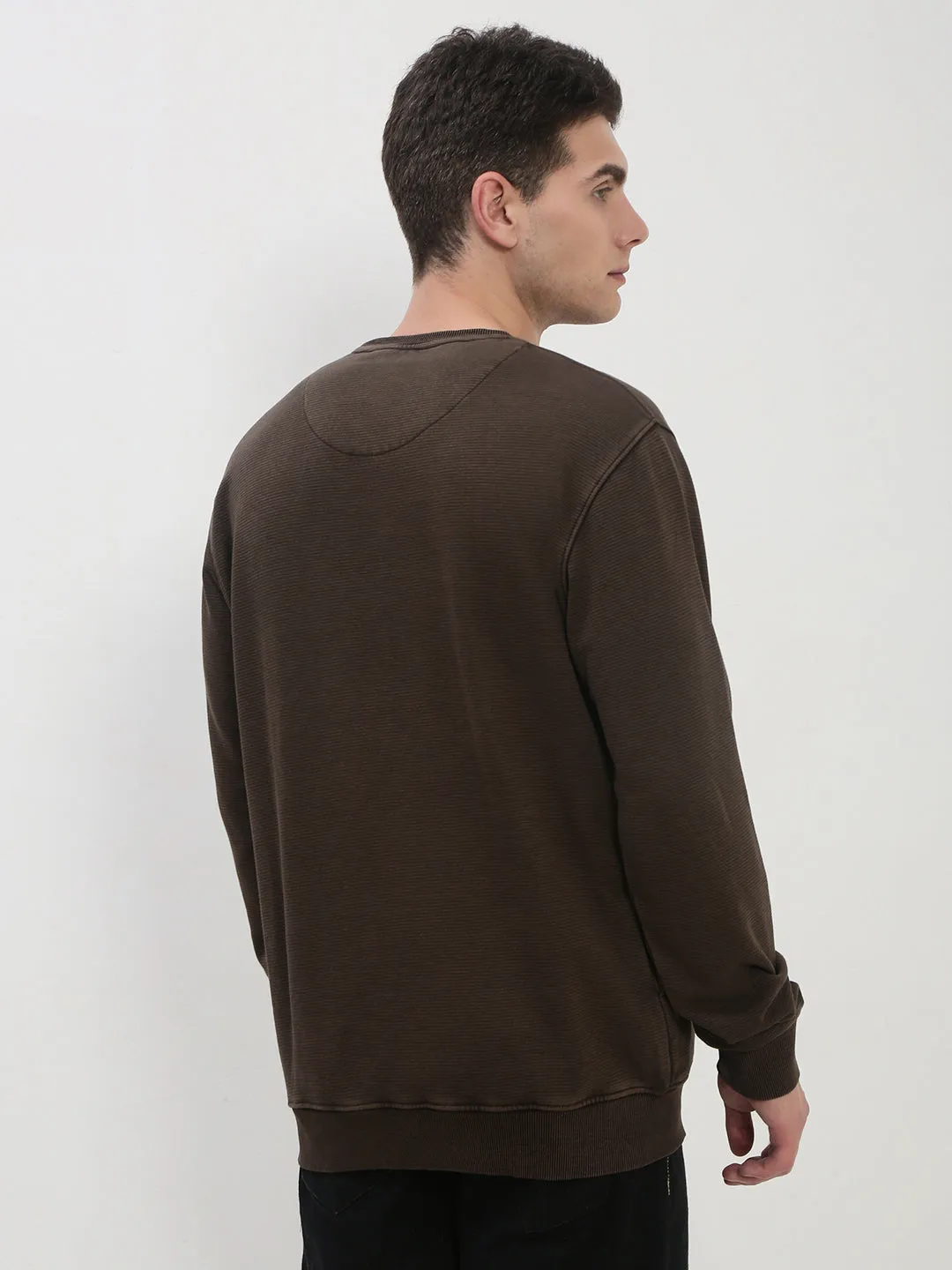 Trendy Look Men's Brown Solid Sweatshirt