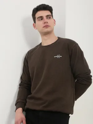 Men's Brown Solid Sweatshirt Silk