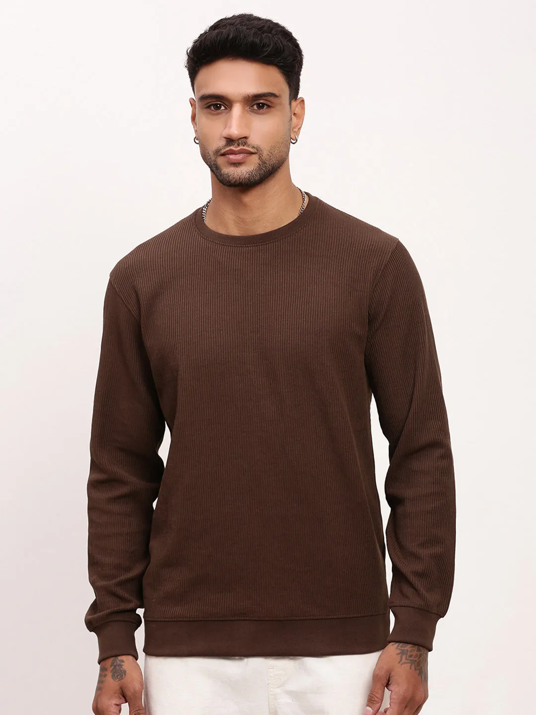 product personalization creativity Men's Brown Solid Sweatshirt
