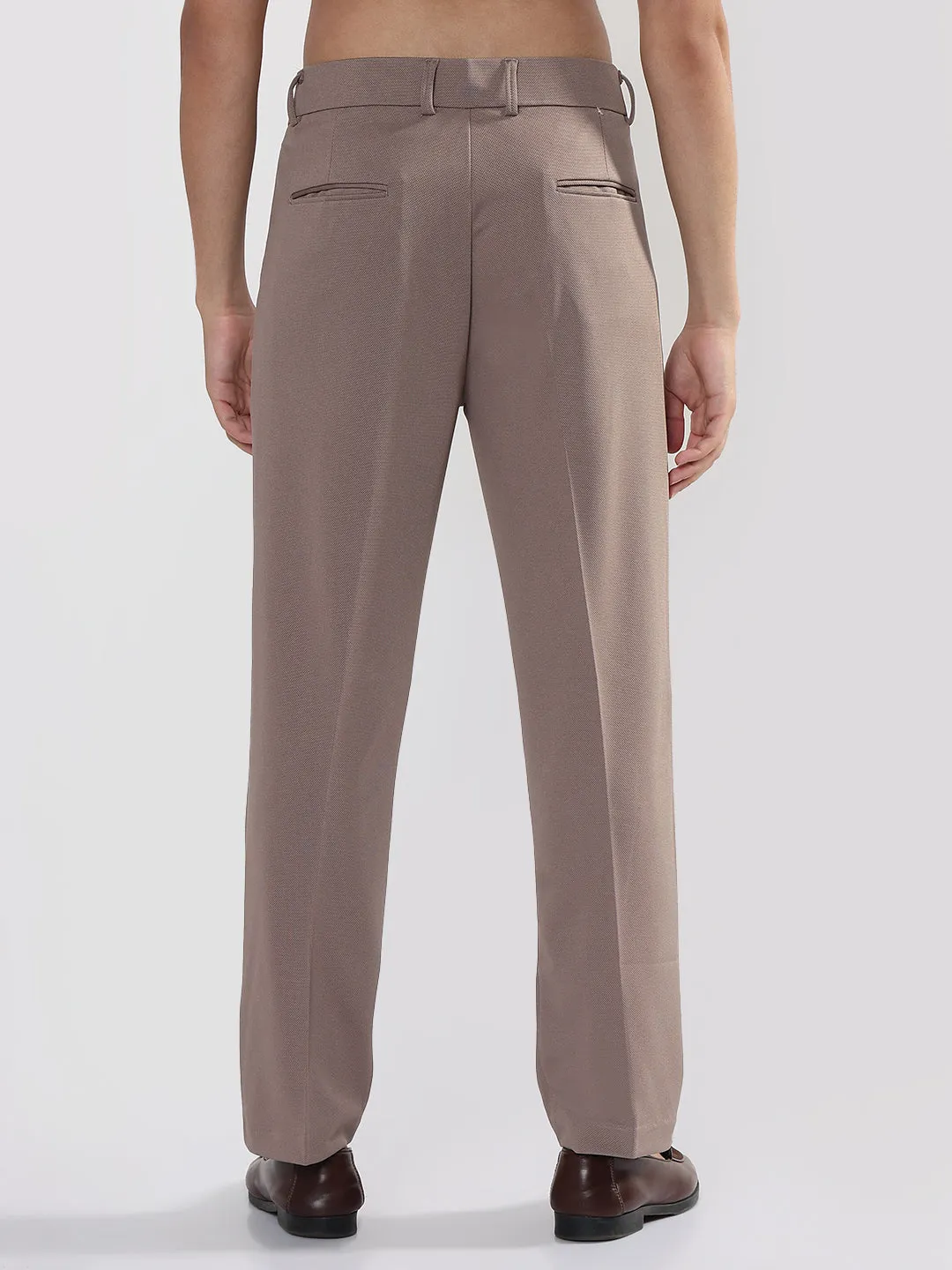 Men's Brown Straight Fit Formal Trouser Cooling Fabric