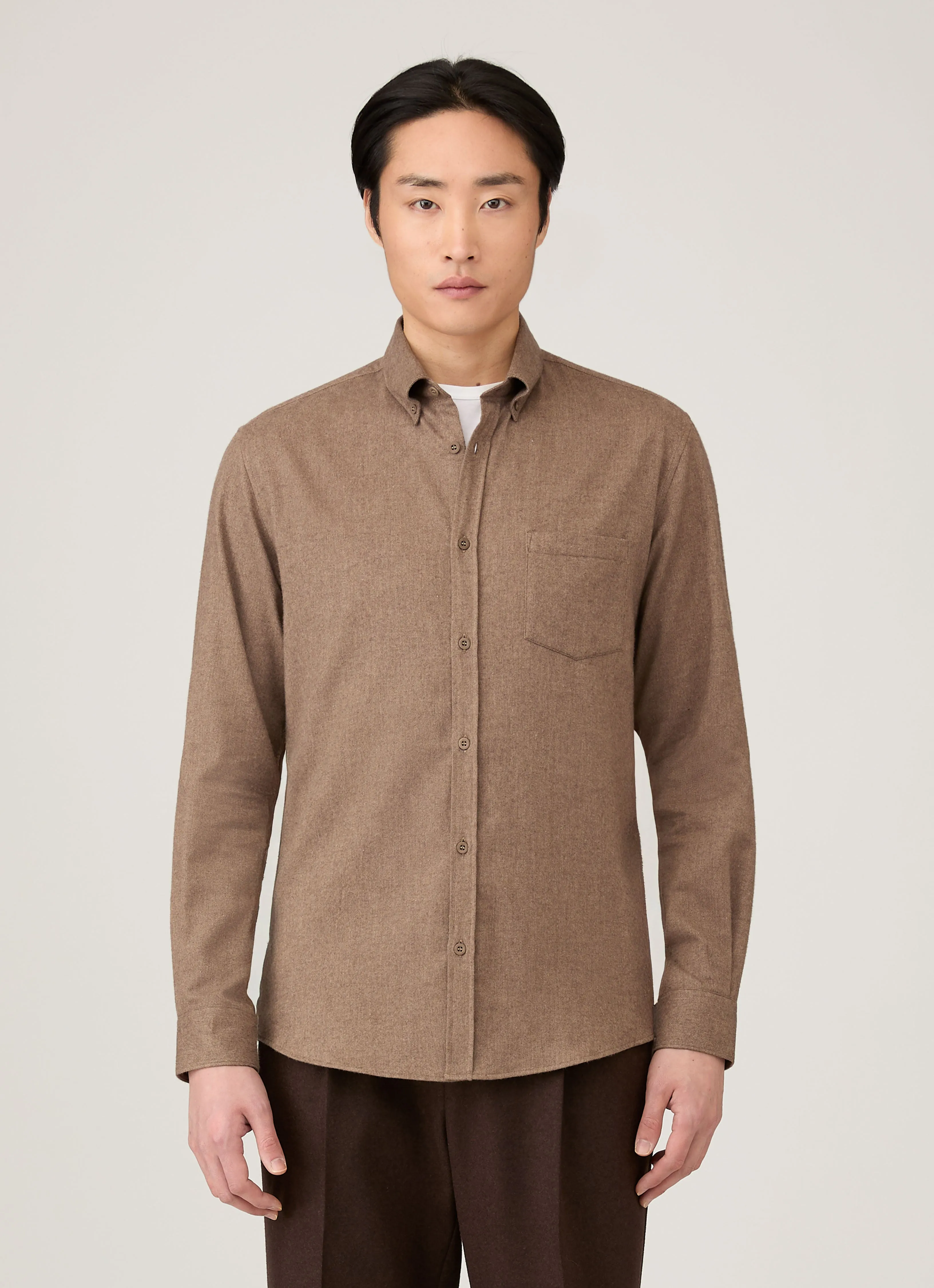 Men's Button Down Flannel Shirt in Cedar Summer Comfort