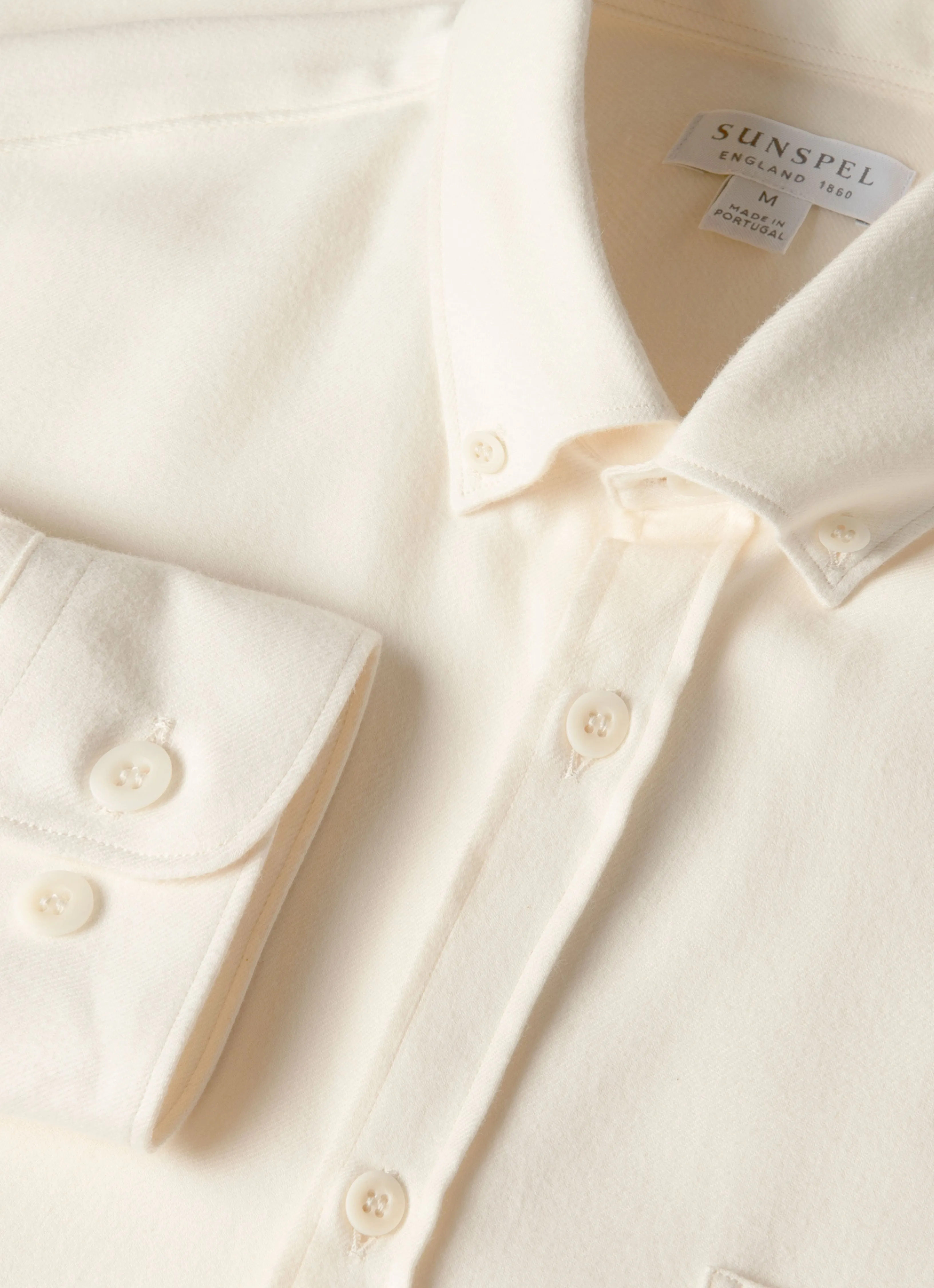 Animal Print NoSideSeams Men's Button Down Flannel Shirt in Ecru