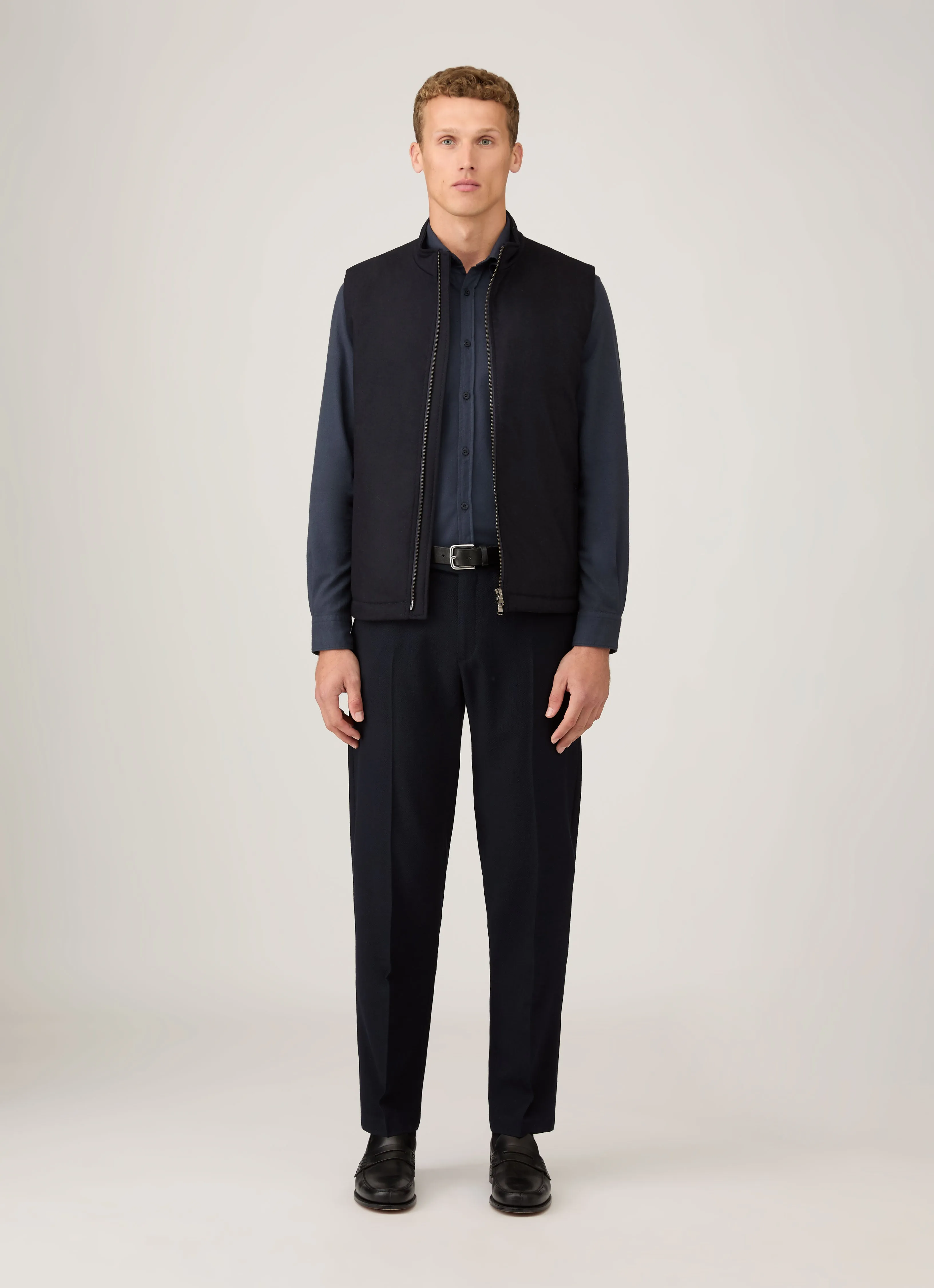 Cozy Fit Active Design Wear Men's Button Down Flannel Shirt in Navy