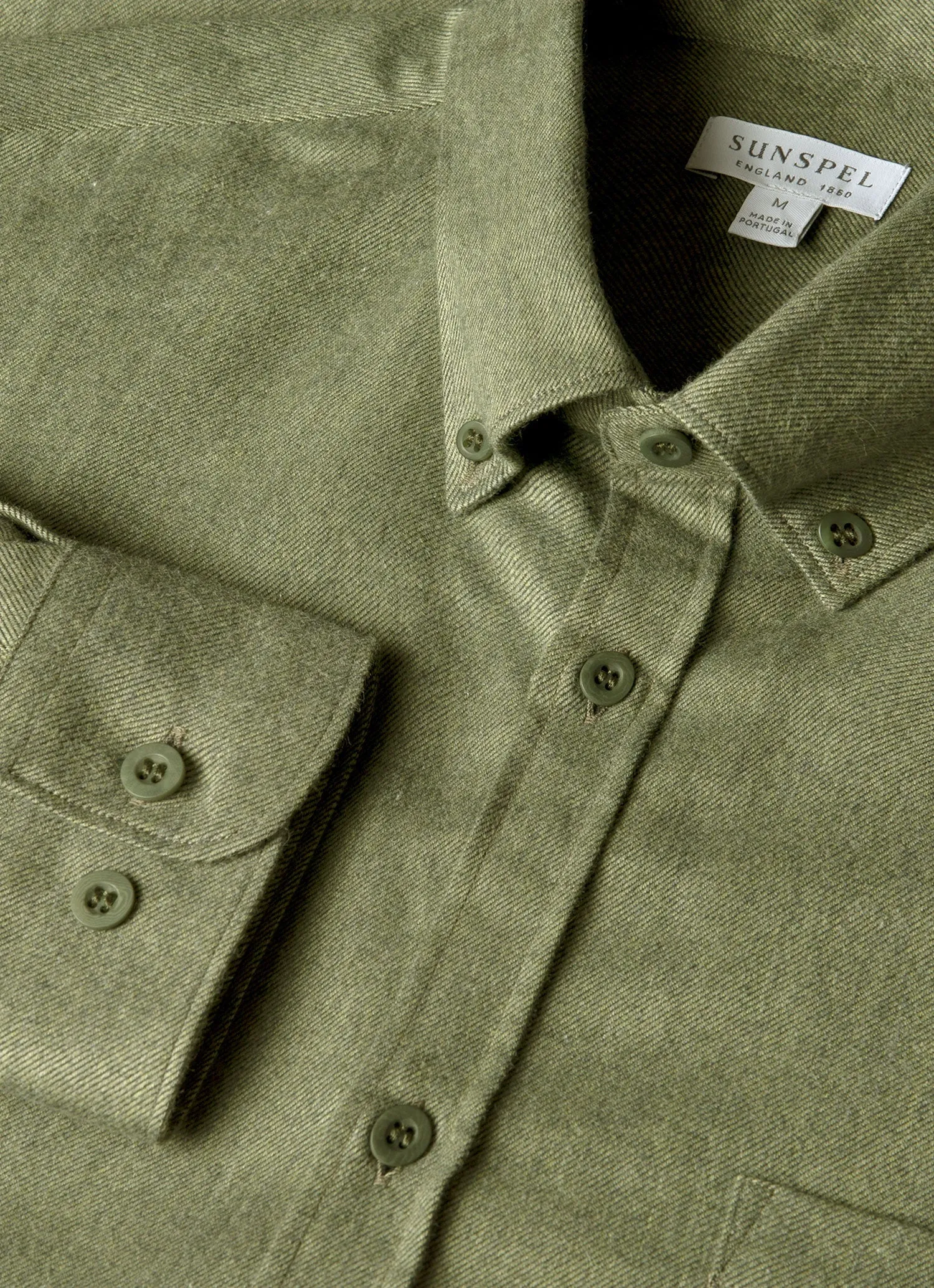 Men's Button Down Flannel Shirt in Sea Moss Melange Durable Ribbed Hem