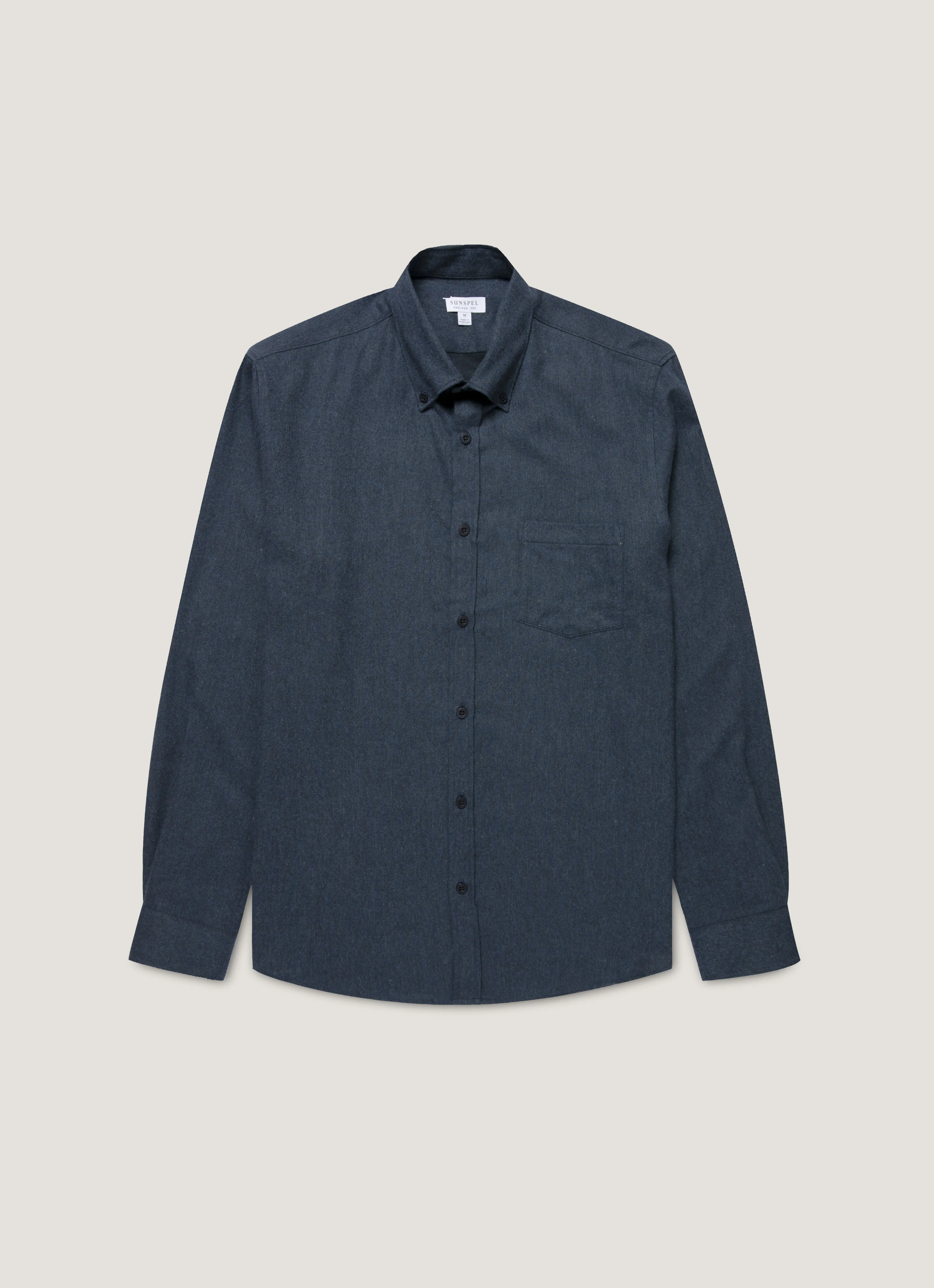 Men's Button Down Flannel Shirt in Selvedge Blue Melange Light Wear Cozy Performance
