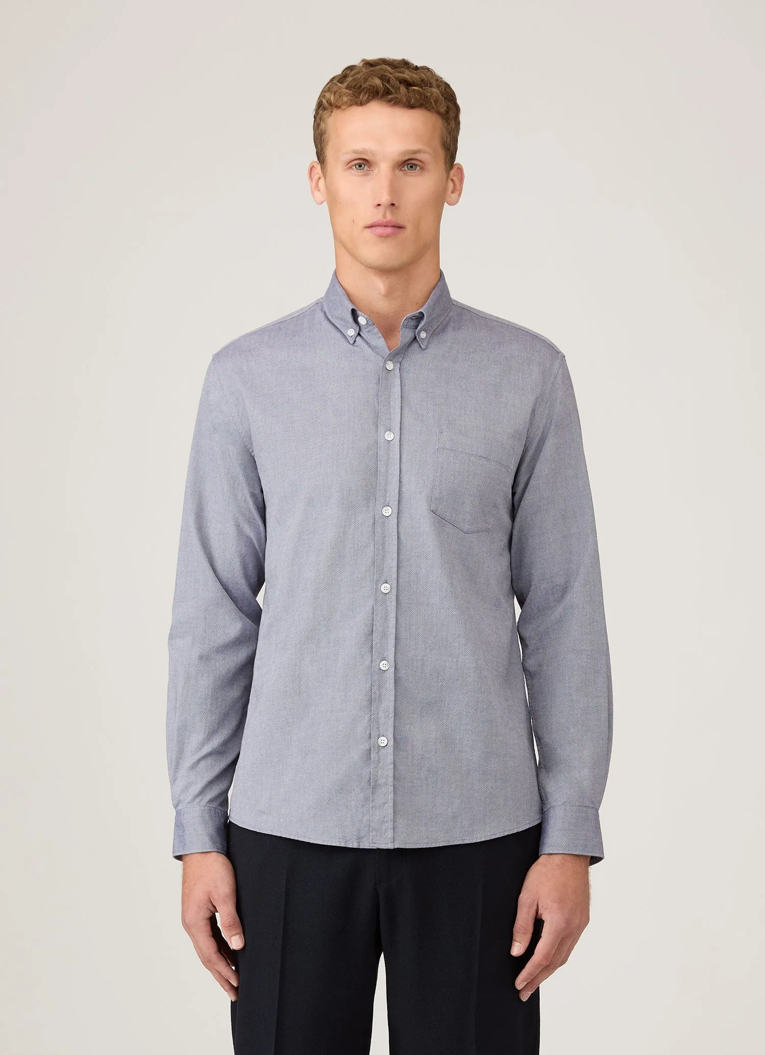 Eco friendly materials Men's Button Down Oxford Shirt in Dark Blue