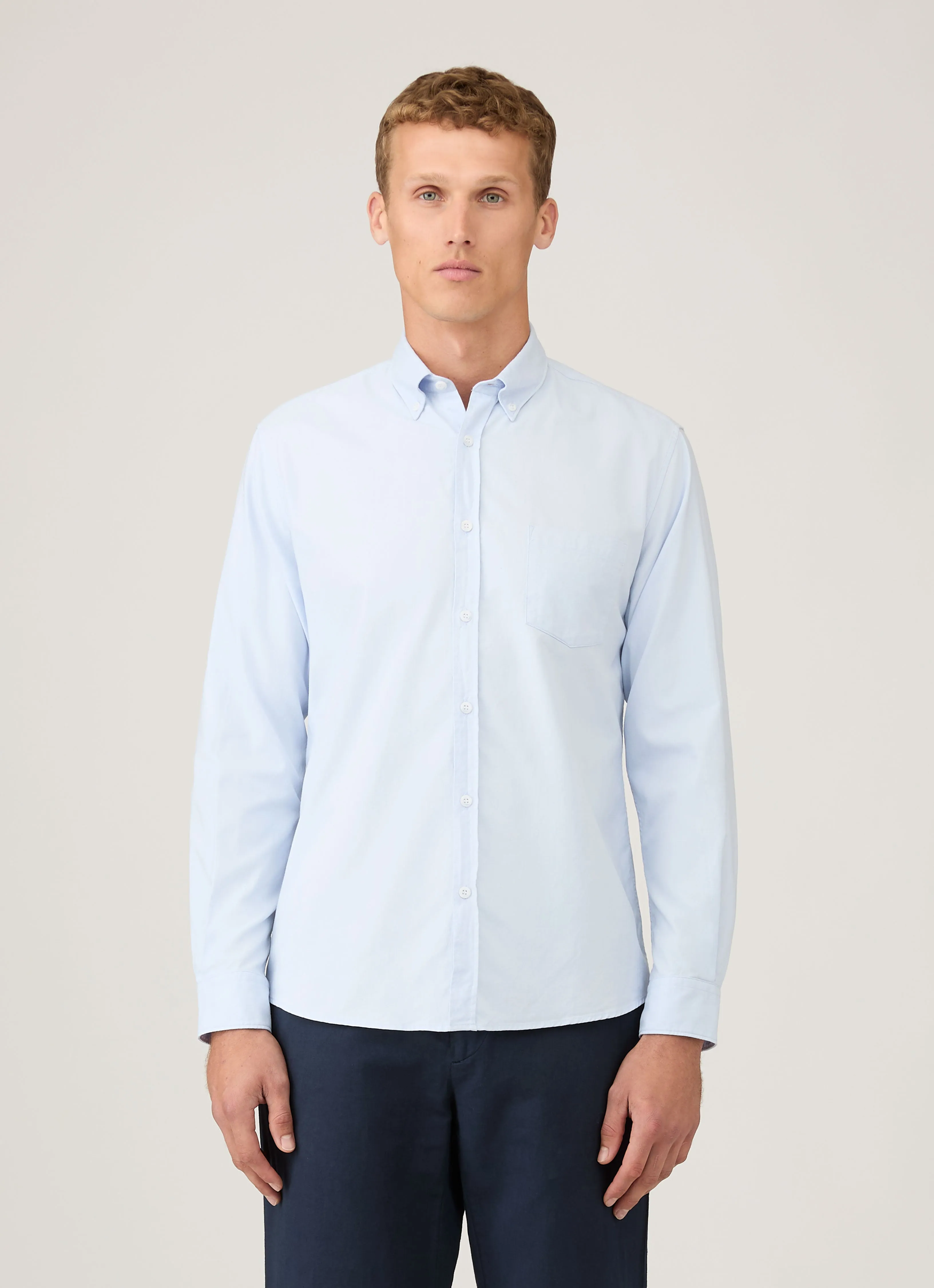 Men's Button Down Oxford Shirt in Light Blue Smooth Seam Technology