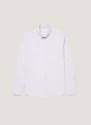 Chic Smart Comfy Touch Men's Button Down Oxford Shirt in White/Navy