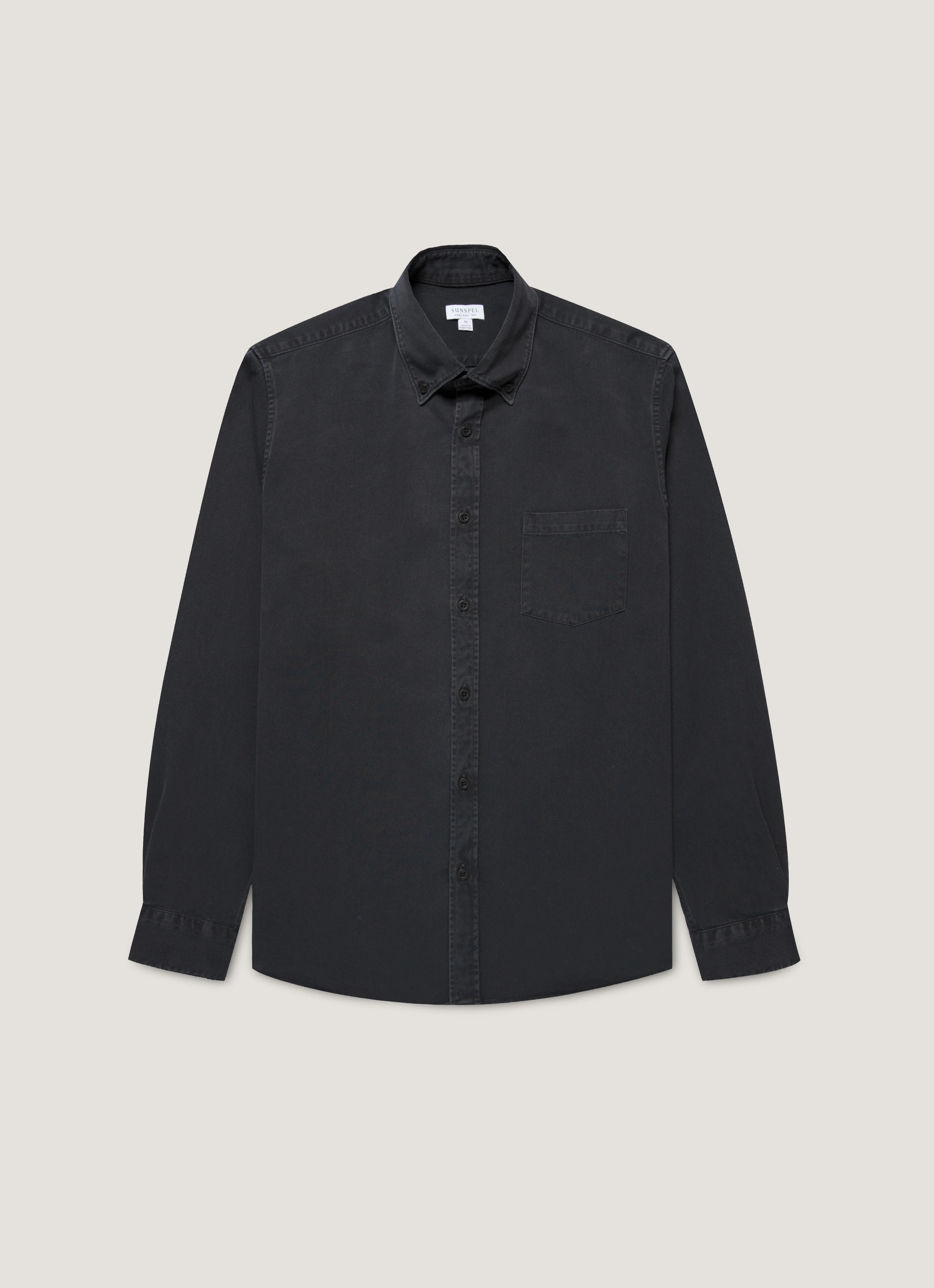 Light Flex Active Wearable Men's Button Down Twill Shirt in Black