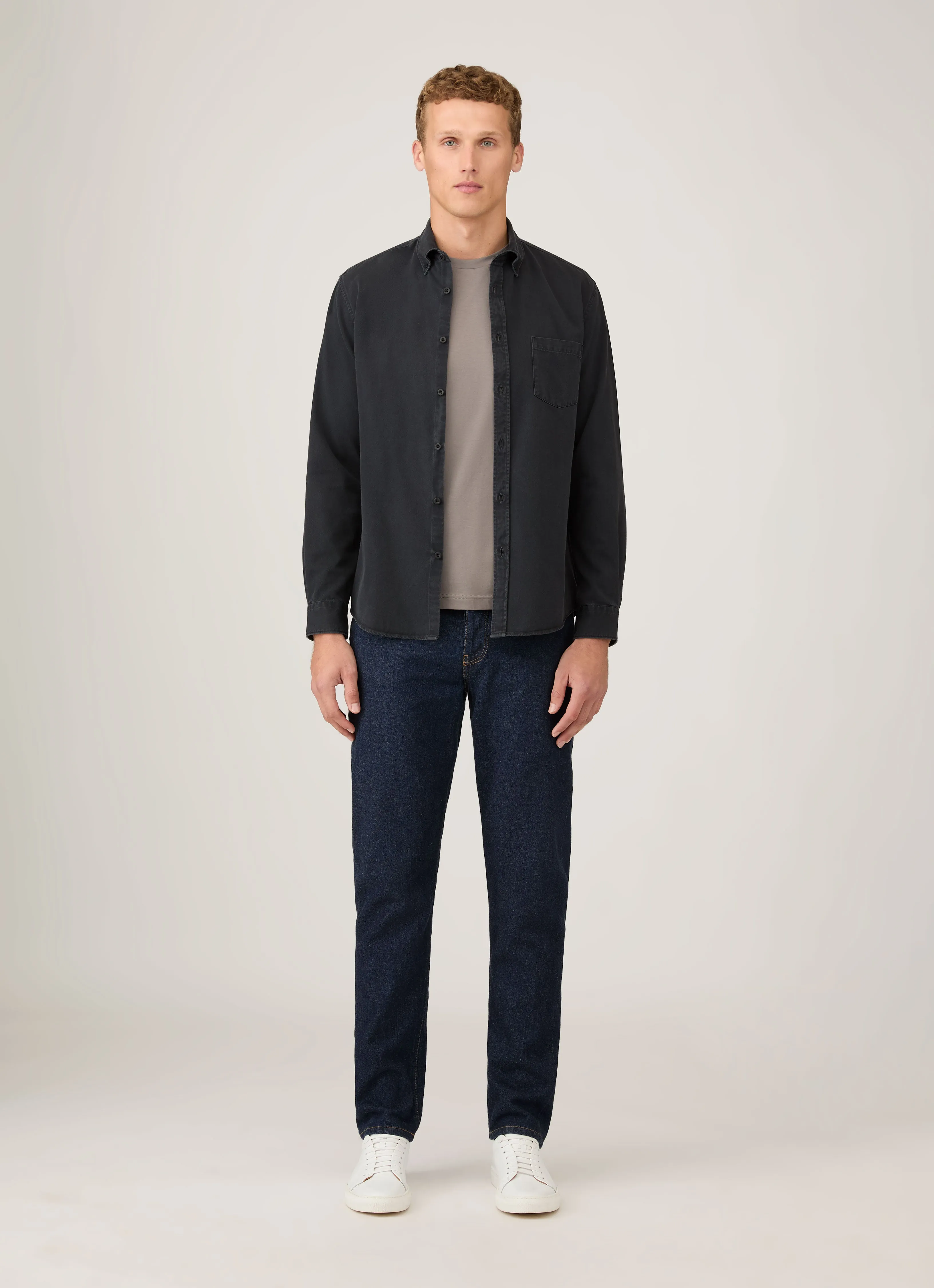 Outdoor Adventure Chic Wearable Men's Button Down Twill Shirt in Black