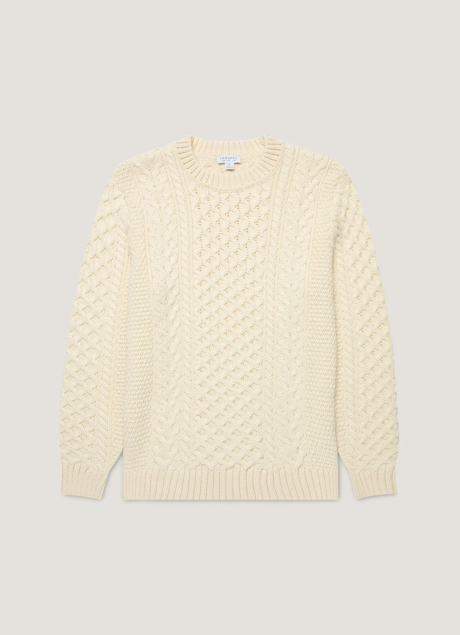 Men's Cable Knit Jumper in Ecru Cold Weather