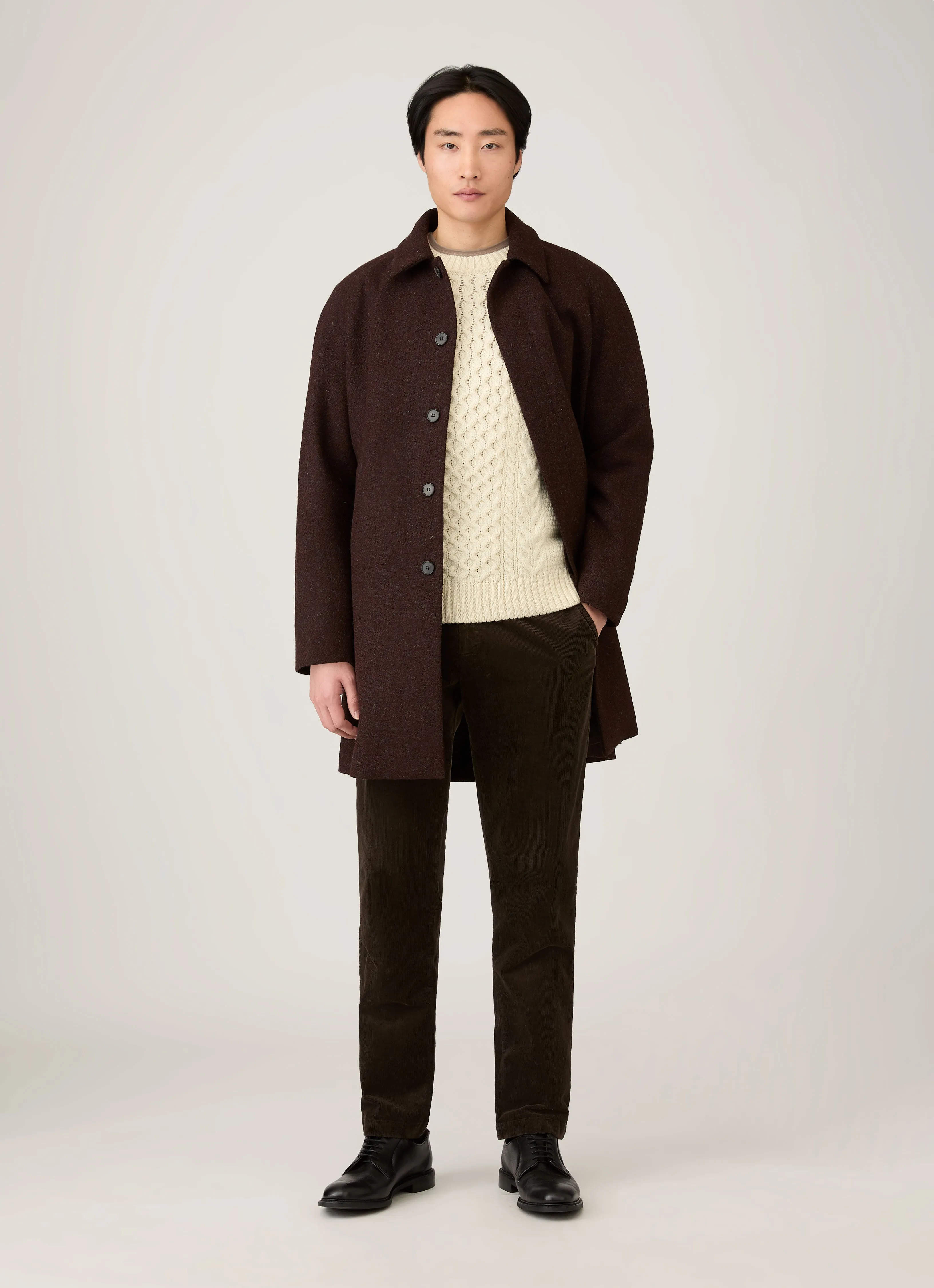 Men's Cable Knit Jumper in Ecru Modern Basic AntiStatic Lining