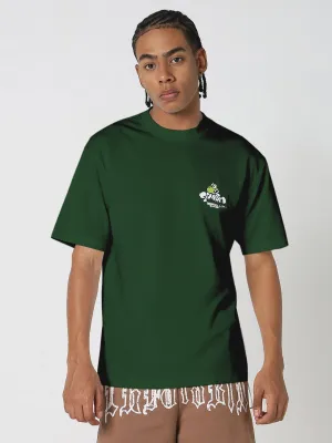 Men's Cartoon Graphic Green T-Shirt Versatile Fashion