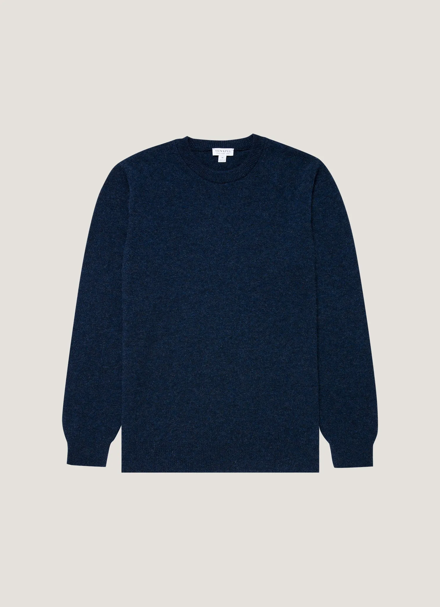Men's Cashmere Crew Neck Jumper in Navy Melange Durable Elasticity
