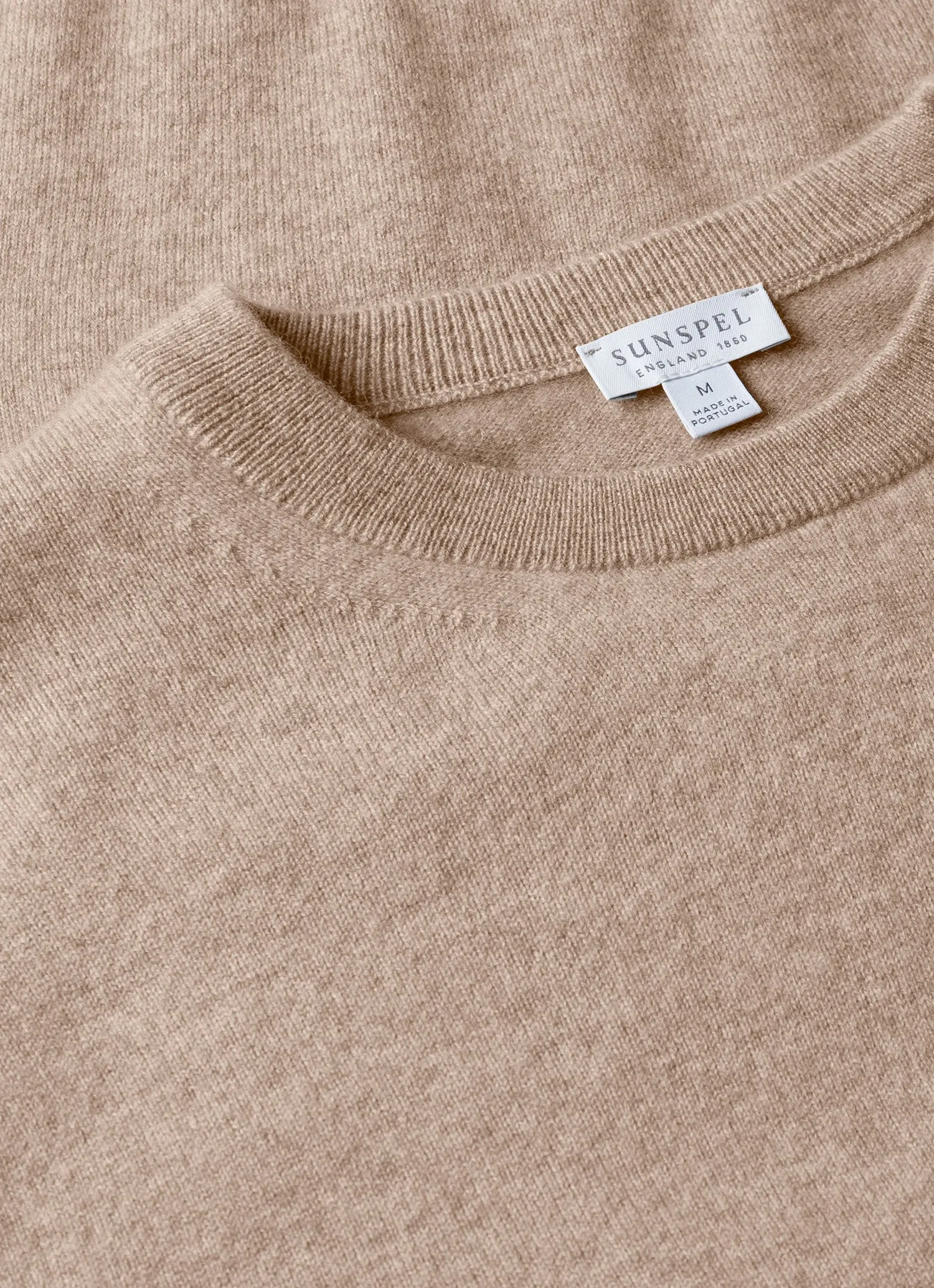 Men's Cashmere Crew Neck Jumper in Oatmeal Melange Travel Light