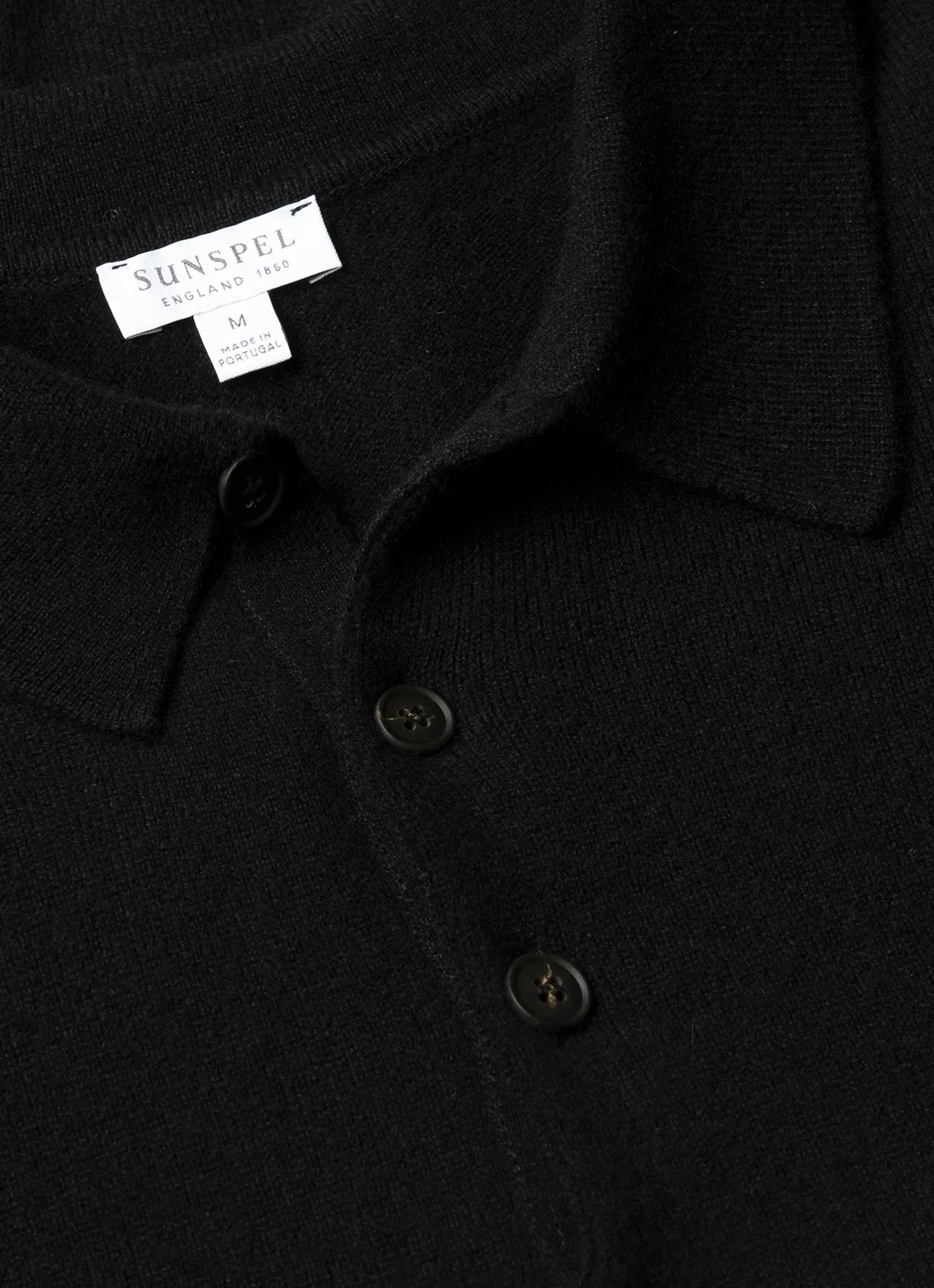 DropShoulder Design Relaxed casual fit Men's Cashmere Polo Shirt in Black