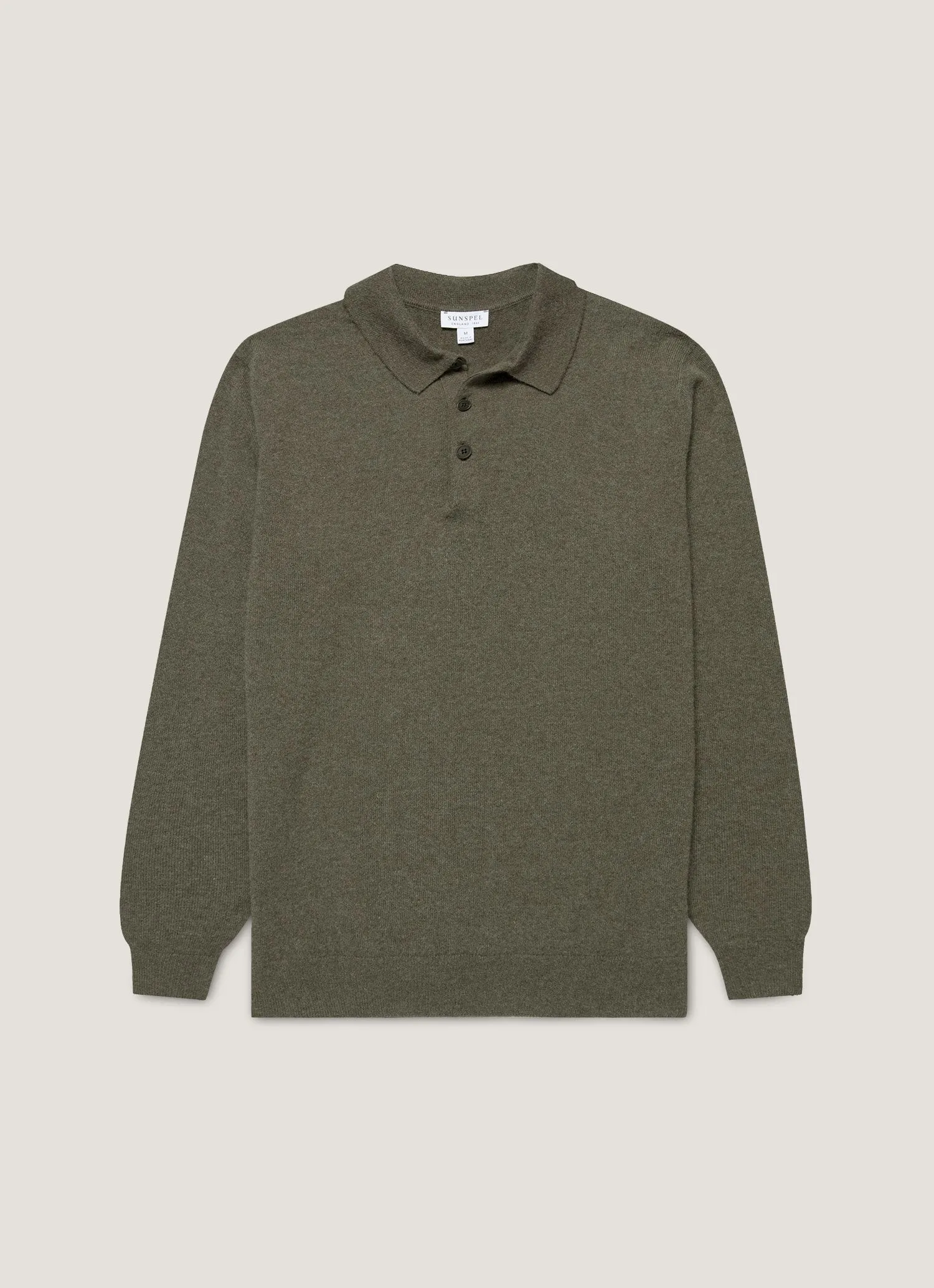 Men's Cashmere Polo Shirt in Khaki Layer Comfort