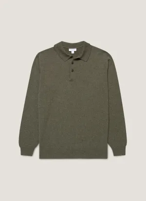 Men's Cashmere Polo Shirt in Khaki Layer Comfort