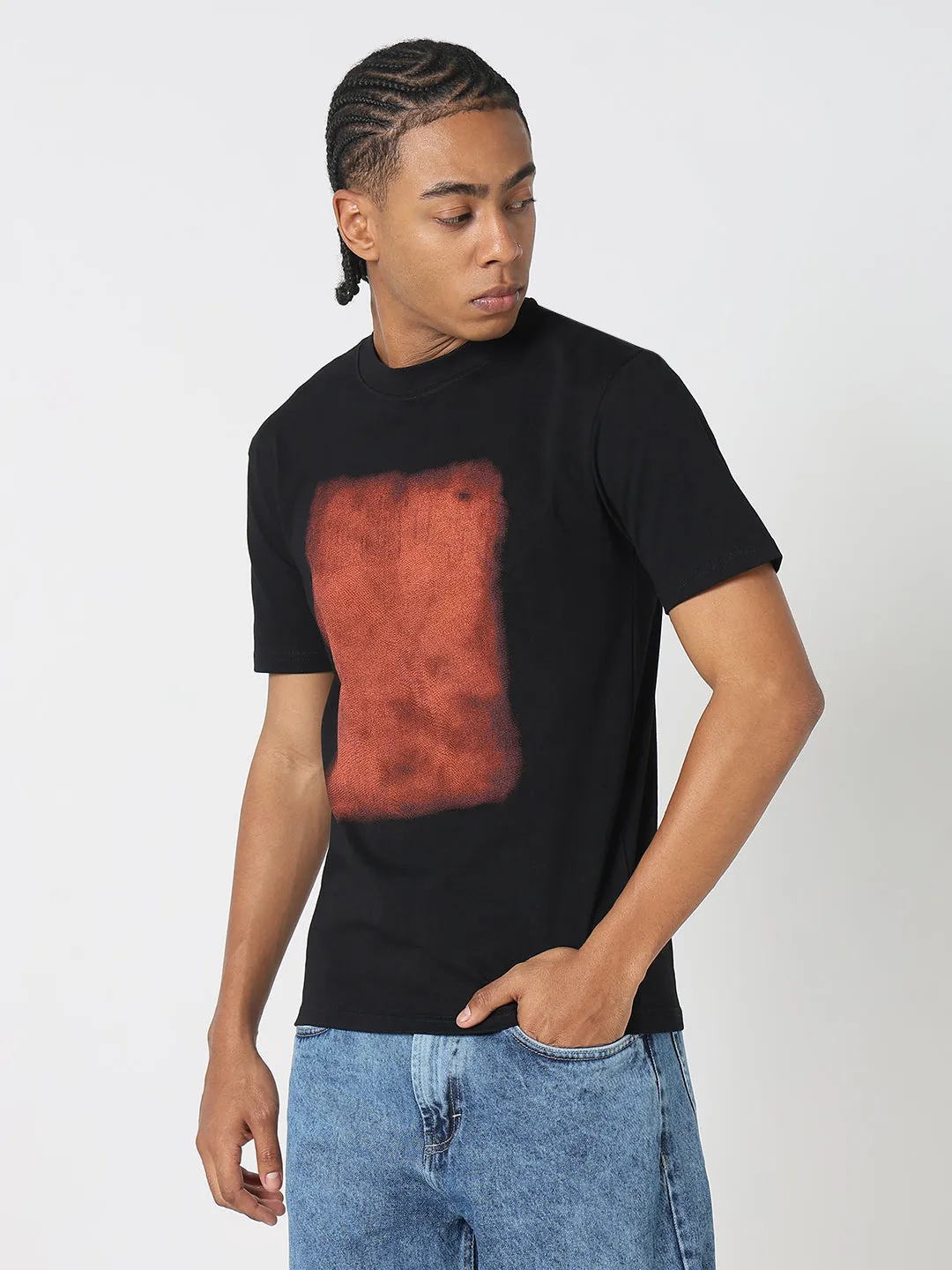 Warm Socks Men's Casual Black & Rust Vintage Wash T-Shirt