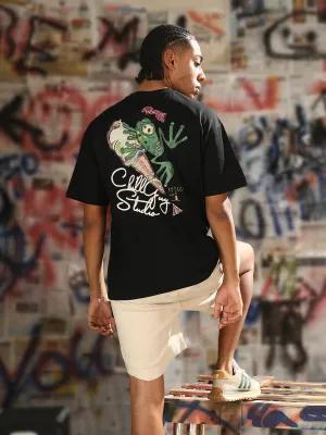 Men's Casual Black Graphic printed Relaxed Fit T-Shirt Quiet Charm