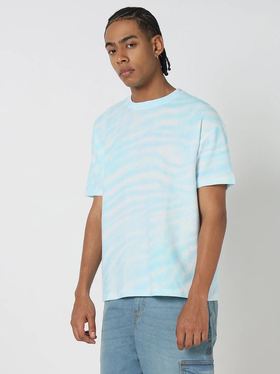 LightweightKnit Men's Casual Blue Tie & Dye T-Shirt