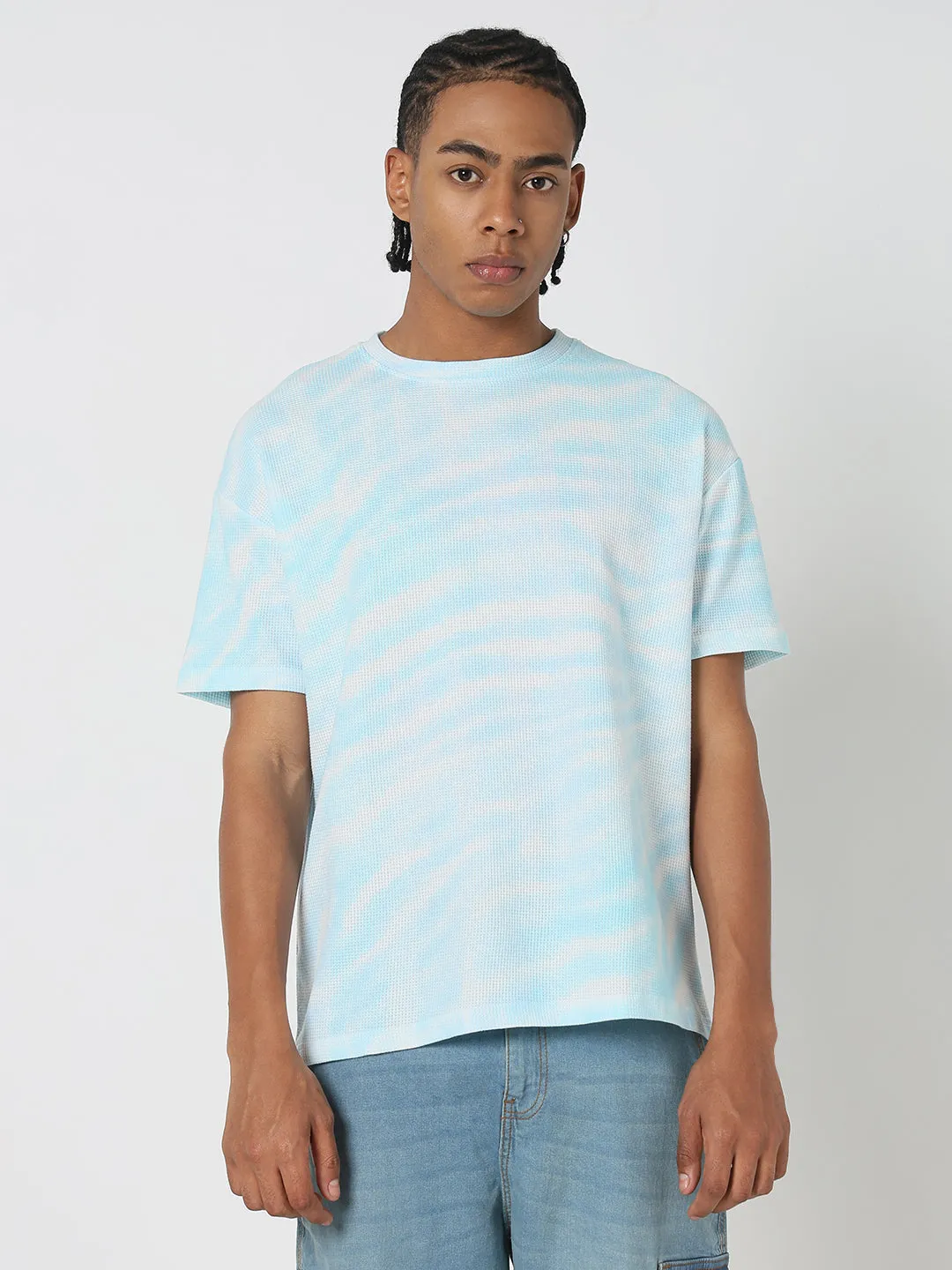 Outdoor Activity Men's Casual Blue Tie & Dye T-Shirt