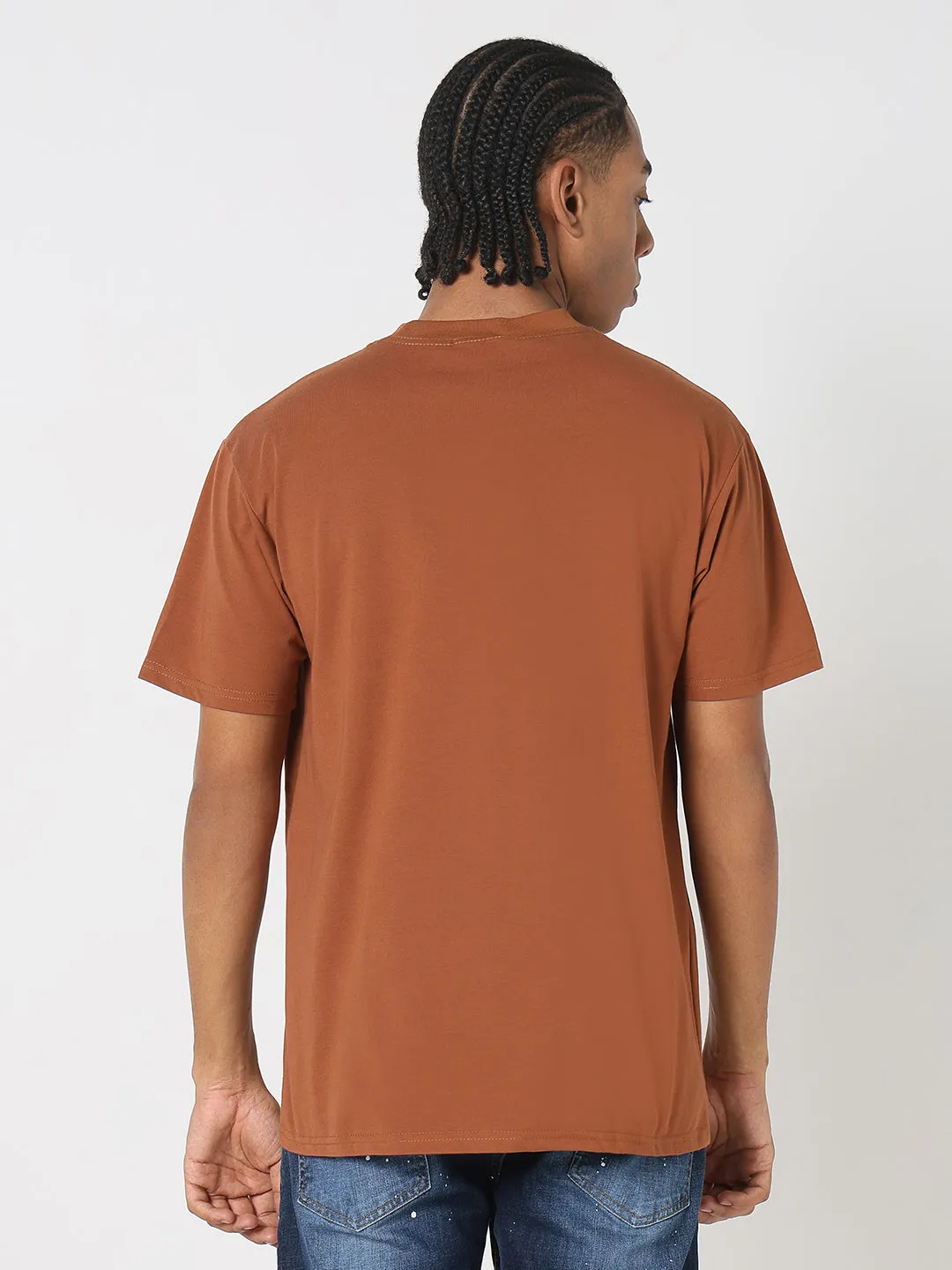 Men's Casual Brown & Purple Vintage Wash T-Shirt Organic Ease QuickDry Construction