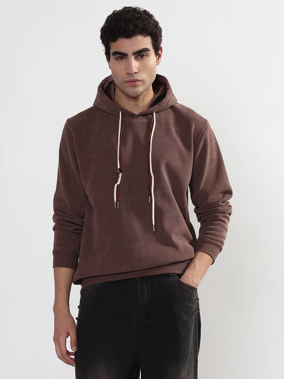 Men's Casual Brown Full Sleeves Hoodie Cozy Style Fresh Fit