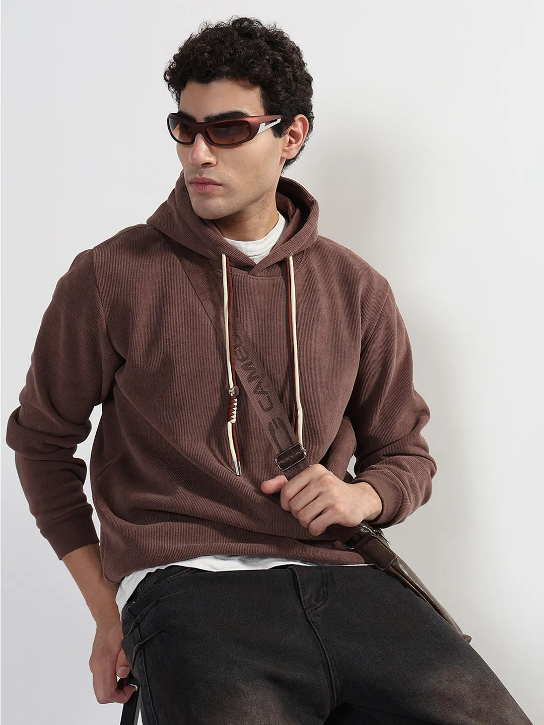product lace femininity Breathable Men's Casual Brown Full Sleeves Hoodie