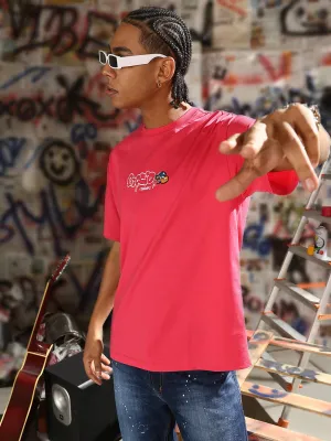 Men's Casual Pink Cartoon Graphic T-Shirt Versatile Dress