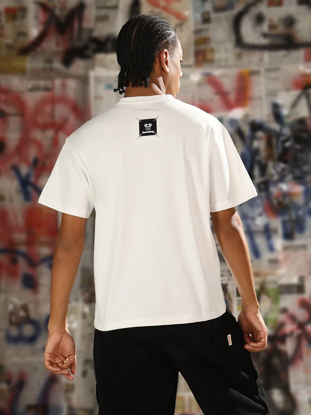 Cold Weather Wear Diamond Soul Men's Casual White Cartoon Print Relaxed Fit T-Shirt