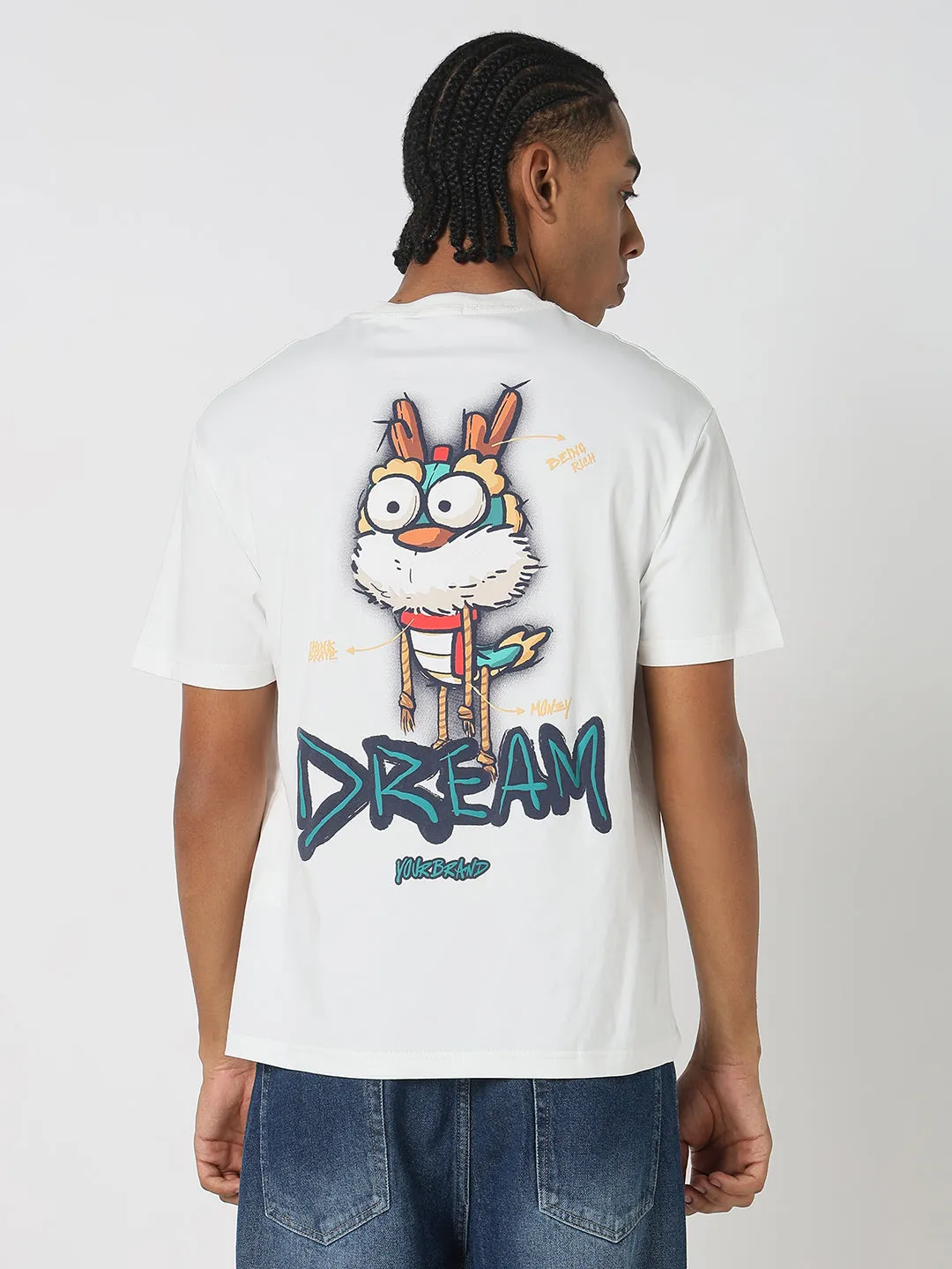 Men's Casual White Graphic T-Shirt Modern Design AI Style