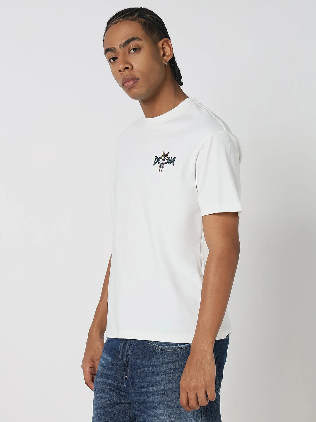 Men's Casual White Graphic T-Shirt Smart Glow