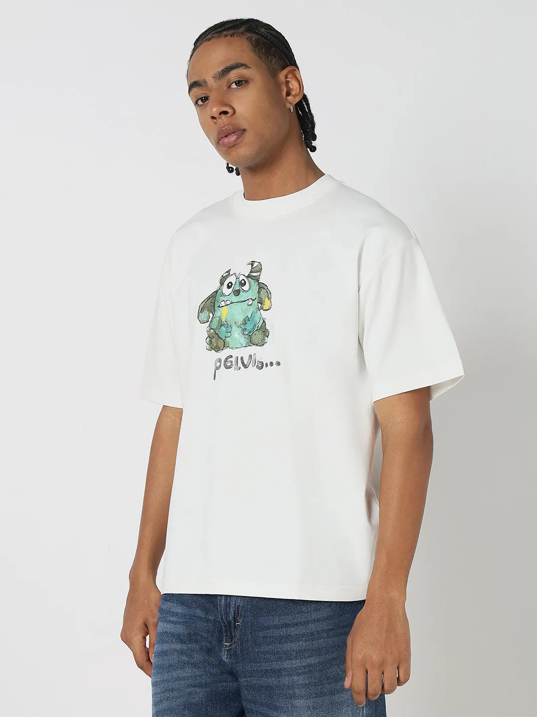 AllSeasonWear Men's Casual White Relaxed Fit Graphic T-Shirt