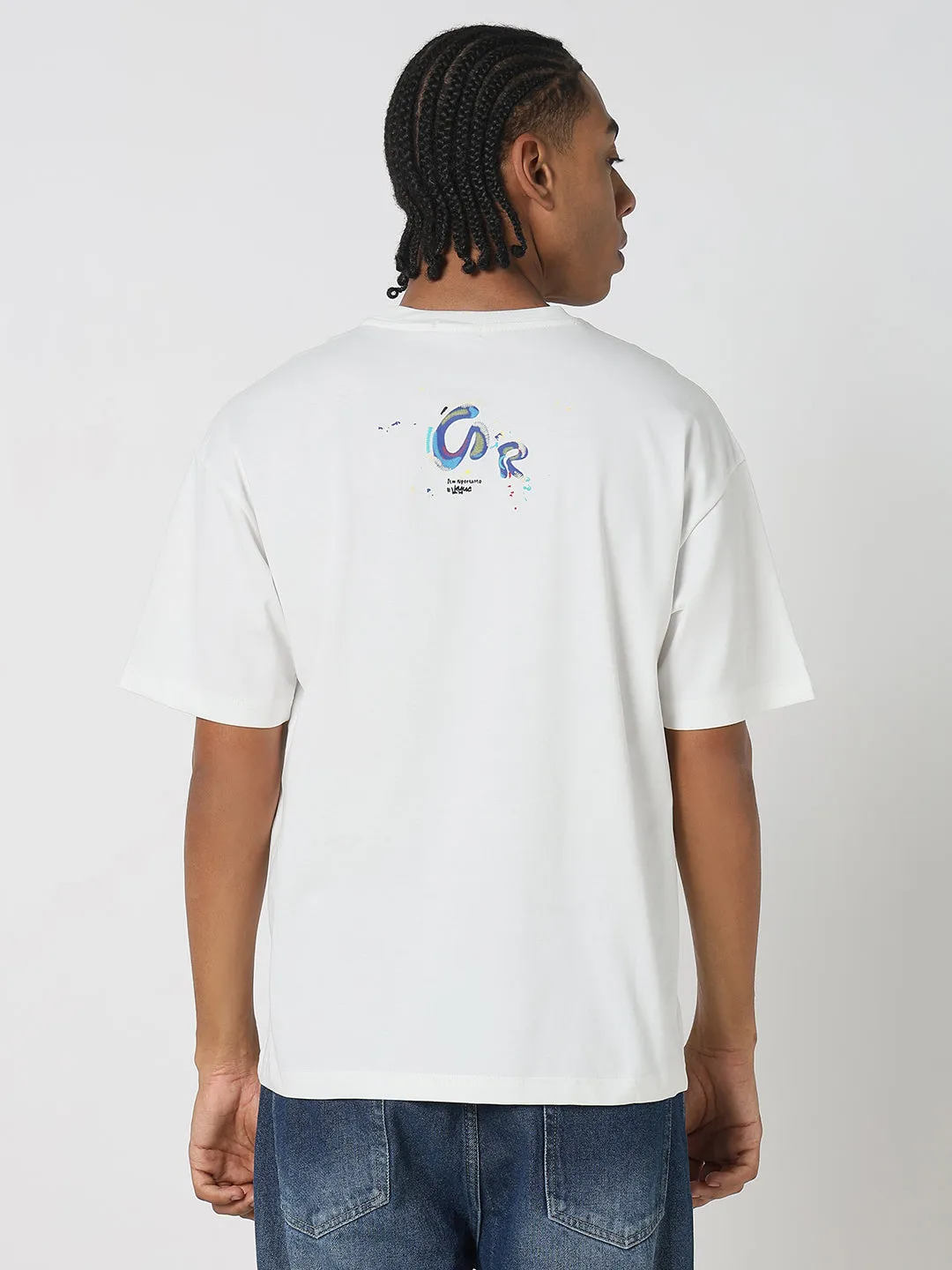 Men's Casual White Skater Themed Graphic T-Shirt DurableCoverstitch QuickReleaseClosure