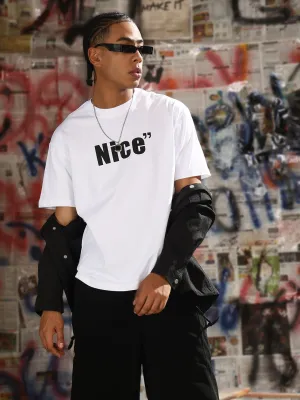 Men's Casual White Typography T-Shirt casual fun ChafeResistant Seams