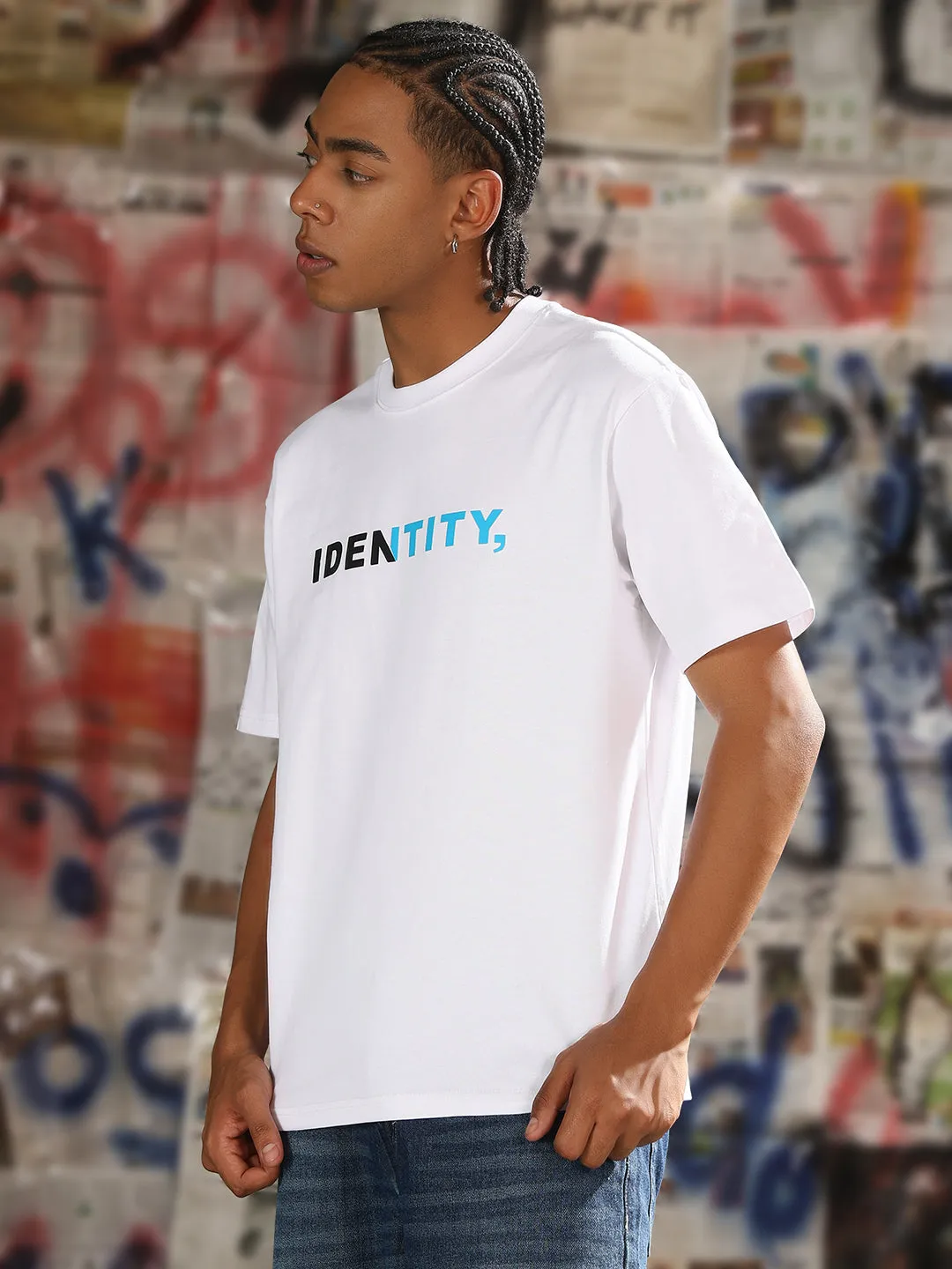 Men's Casual White Typography T-Shirt Heart Soul