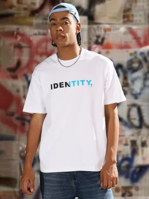 Men's Casual White Typography T-Shirt Retro cool HeavyDuty Zipper