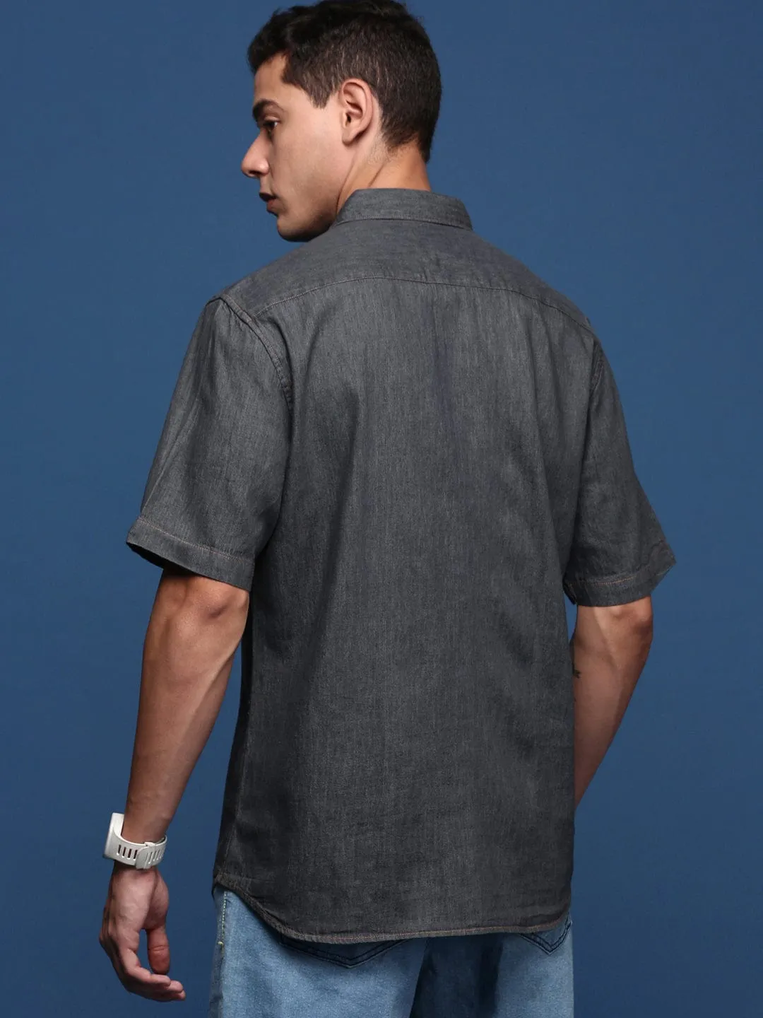 Men's Charcoal Standard Slim Fit Opaque Casual Shirt Summer Glow NonChafe