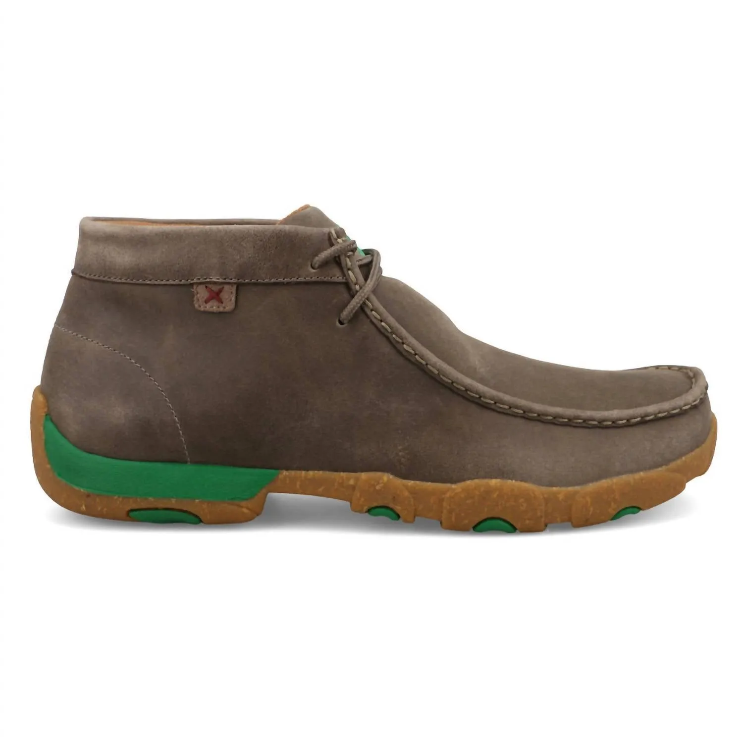 Daily Smart Men's Chukka Driving Moc Toe 4H Shoes In Deep Taupe & Kelly Green