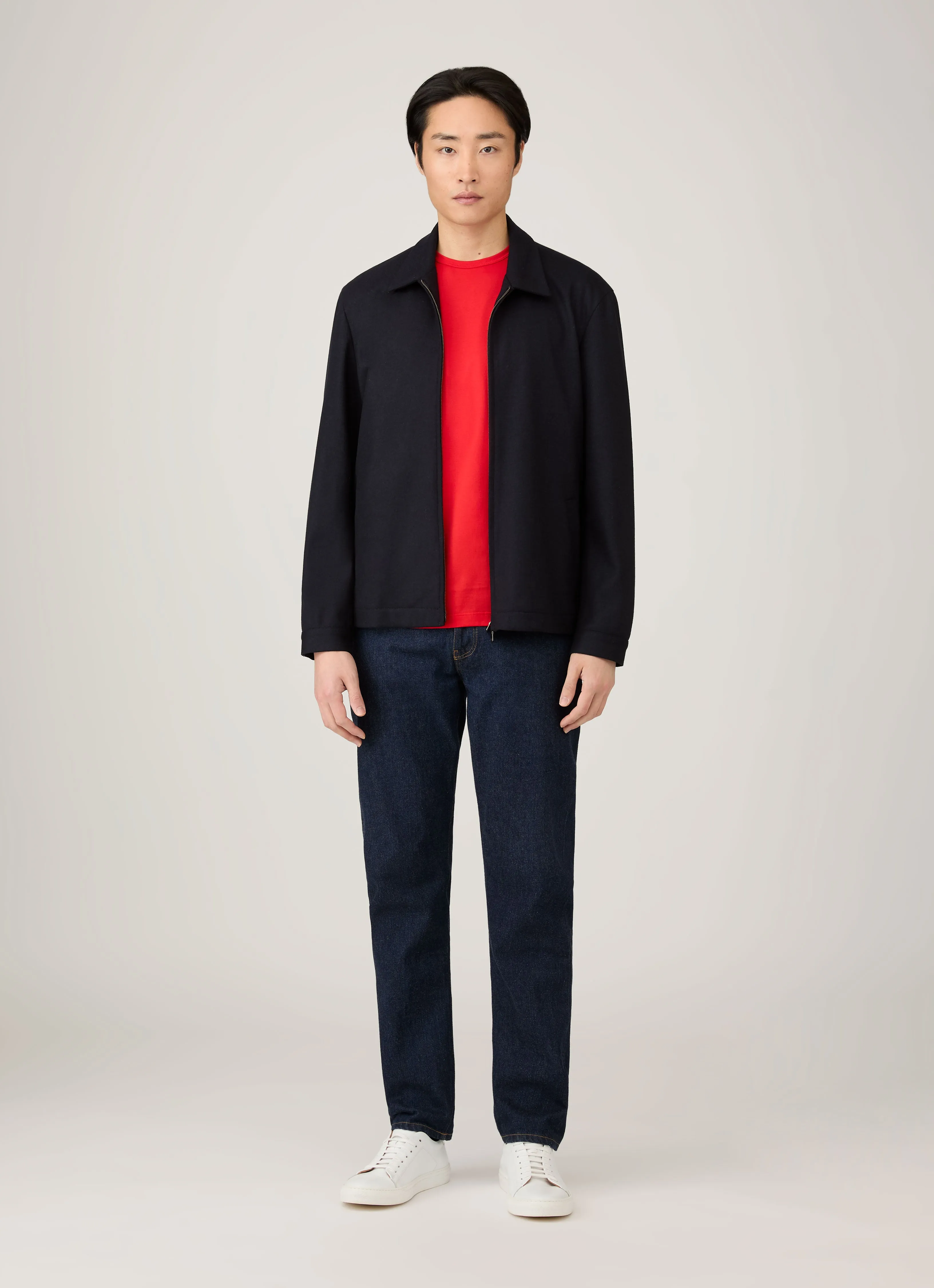 Men's Classic T-shirt in Bright Red Casual Look Drop Shoulder Cut