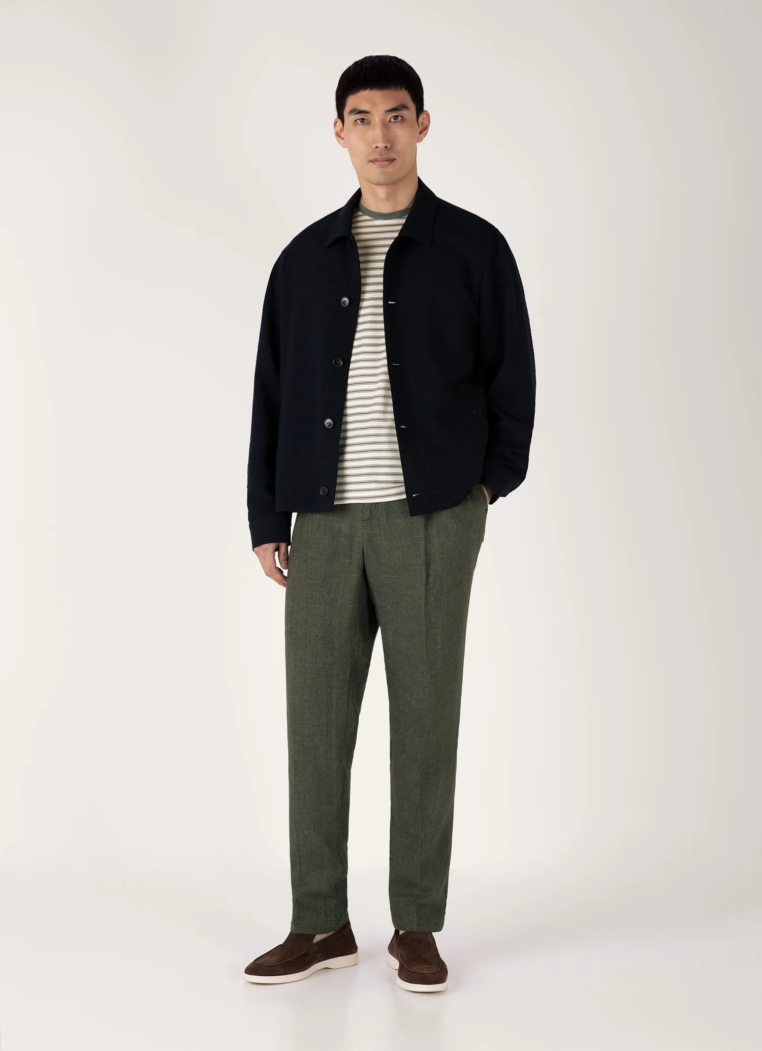 Minimalist Stitching Men's Classic T-shirt in Dusk Green/Undyed